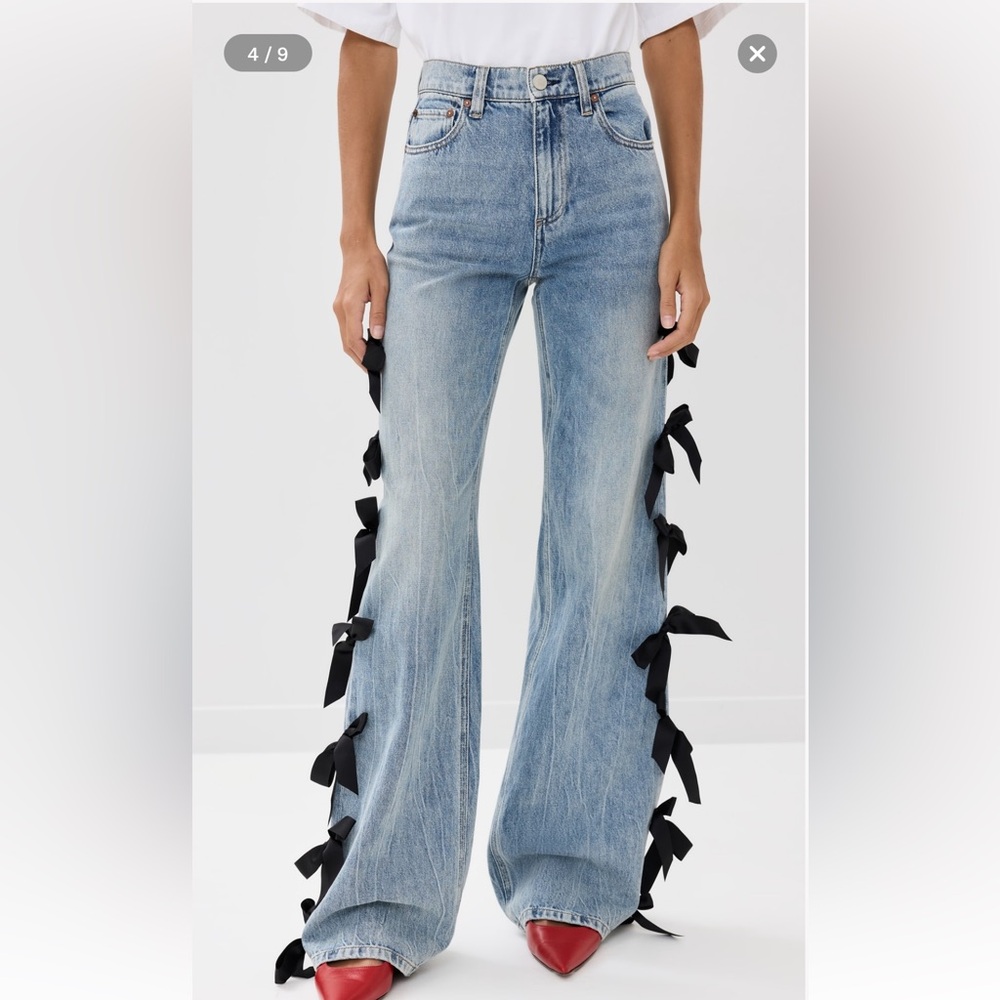 Alice & Olivia Weezy Full Length Jeans with Side Bows size 27